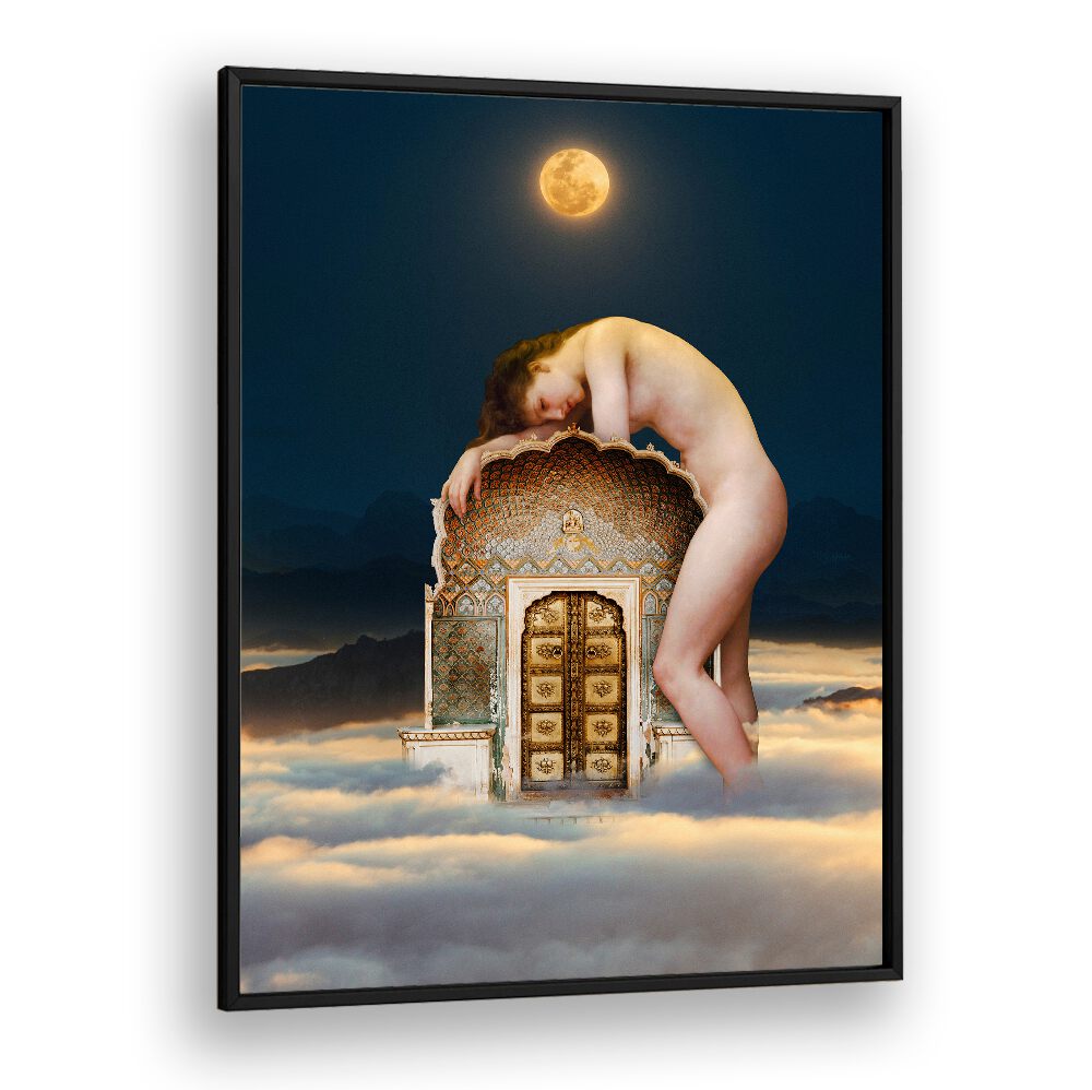 GATEKEEPER, ALTERED ART PRINTS feature a dreamy scene with a figure and ornate architecture against a night sky.