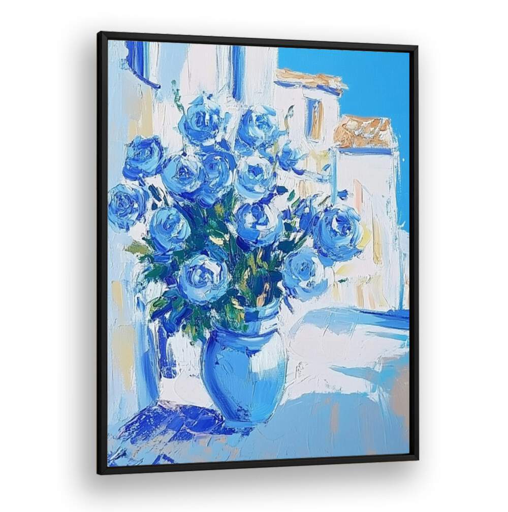 Stunning BLUE ROSES in a vibrant blue vase, perfect for gifting and adding enchantment to any floral collection.