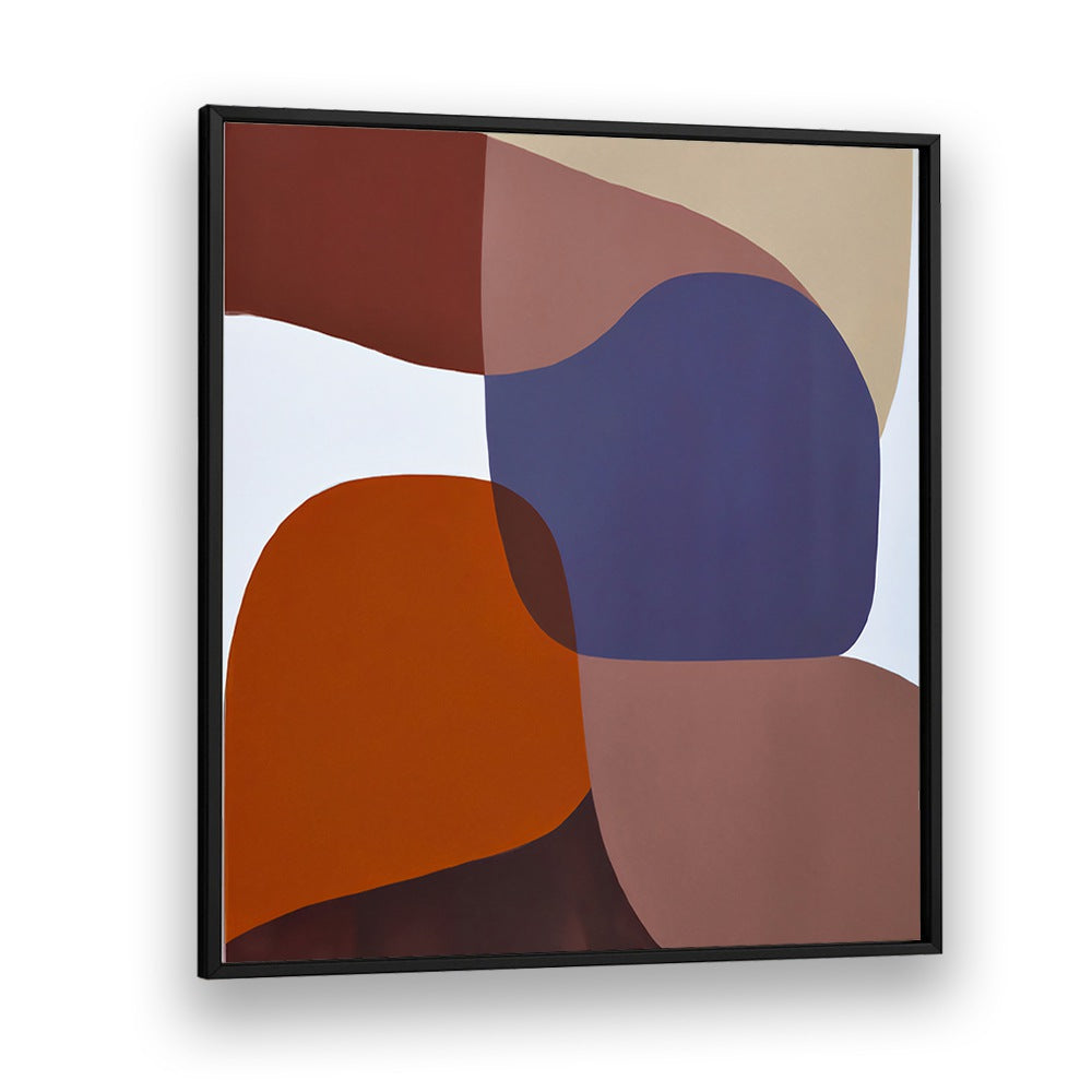 VISION , ABSTRACT PAINTINGS with bold overlapping shapes in warm earth tones and deep blue by Blackplain Design.