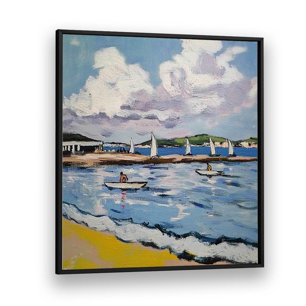 Experience serenity with SAILBOATS ON THE BEACH artwork, perfect for enhancing any coastal-themed decor.