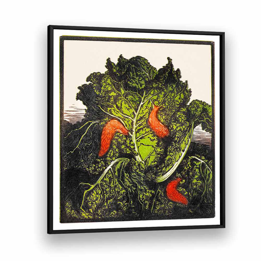 FLTHREE SLUGS ON A CABBAGE  (1877-1924) , VINTAGE PAINTINGS