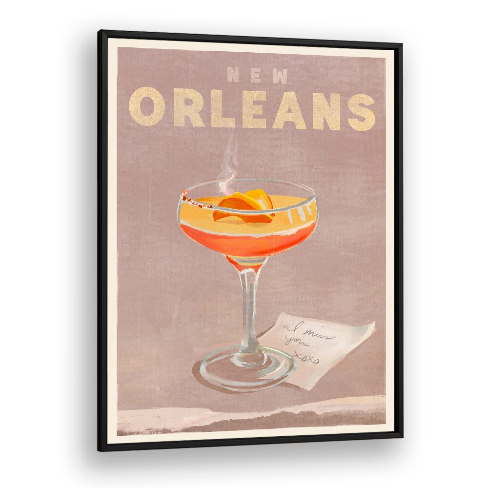 NEW ORLEANS COCKTAIL TRAVEL POSTER BY THE WHISKEY GINGER , BAR POSTERS , BAR ART PRINTS