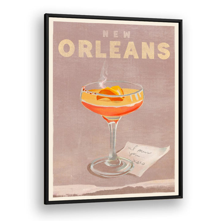 NEW ORLEANS COCKTAIL TRAVEL POSTER BY THE WHISKEY GINGER , BAR POSTERS , BAR ART PRINTS