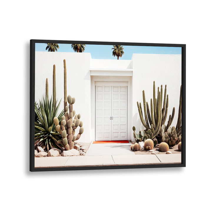 Elegant WHITE MID-CENTURY MODERN HOUSE with beach paintings, perfect for enhancing modern living spaces.