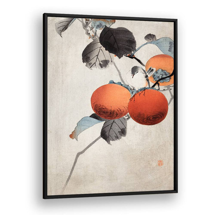 NUTHATCHER ATOP PERSIMMONS (CA. 1910)  , JAPANESE PAINTINGS , JAPANESE ART PRINTS