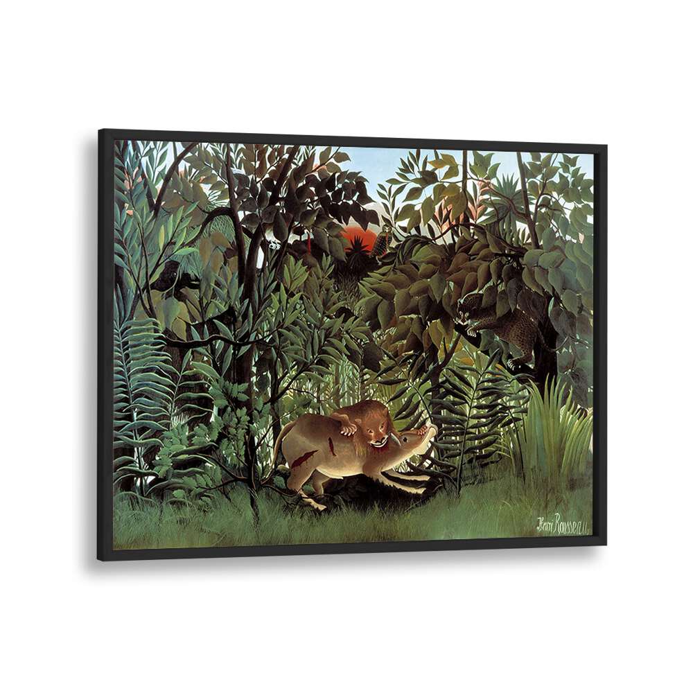 THE HUNGRY LION THROWS ITSELF ON THE ANTELOPE (1905) , VINTAGE PAINTINGS