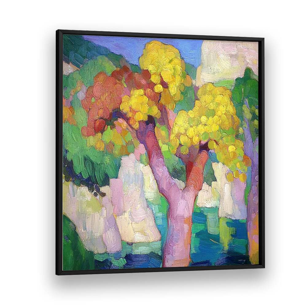 Vibrant artwork showcasing the COLOURFUL TREES OF MALLORCA, perfect for enhancing any home decor.