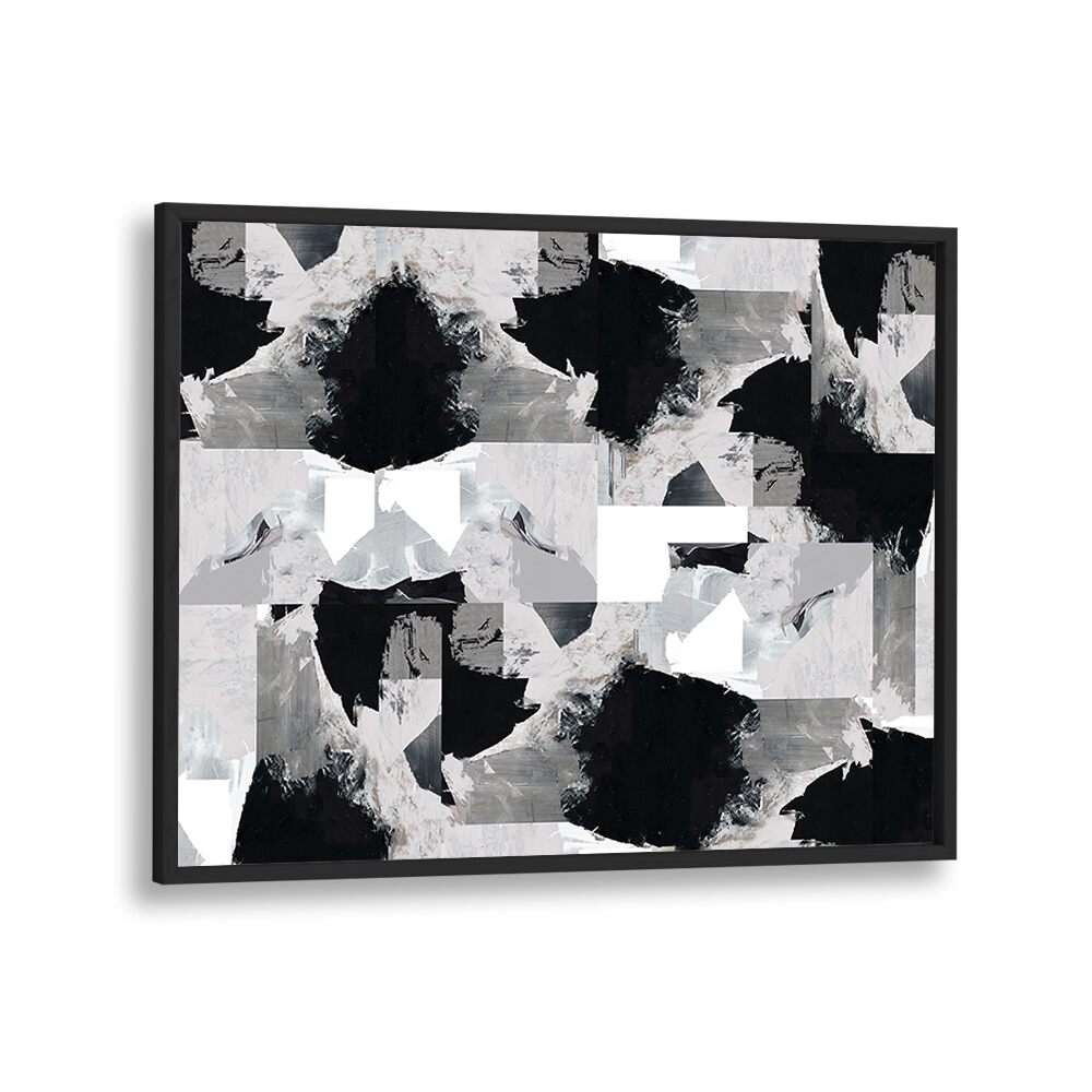 Stylish GENTLE NIGHT, ABSTRACT PAINTINGS featuring a blend of black and white shapes for transformative decor.