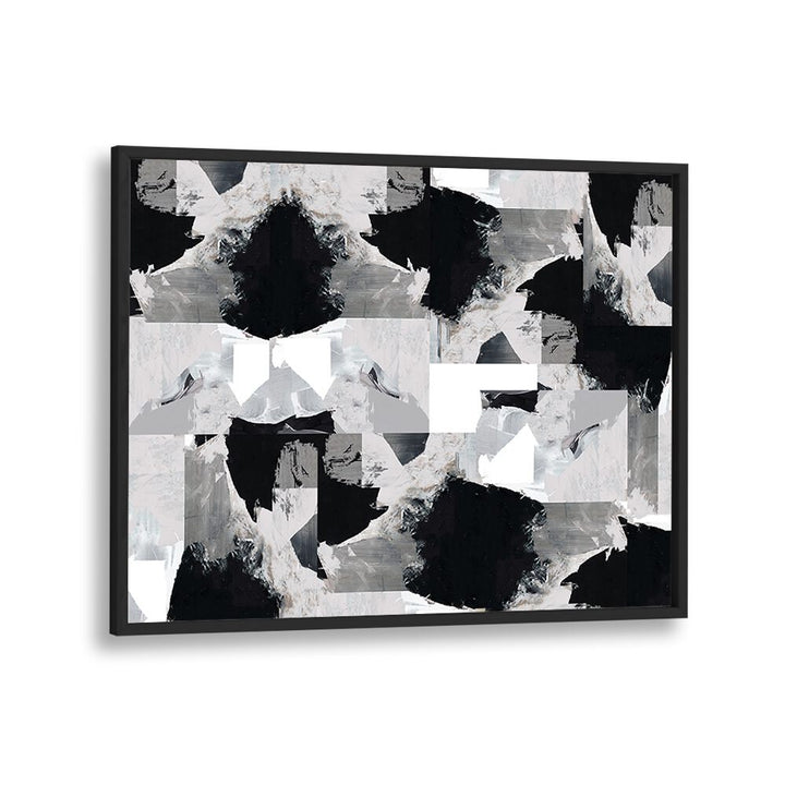 Stylish GENTLE NIGHT, ABSTRACT PAINTINGS featuring a blend of black and white shapes for transformative decor.