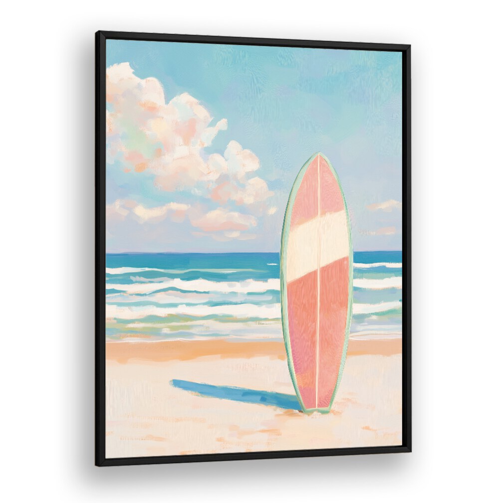 Vibrant SEA BEACH SURFBOARD showcased against a serene backdrop, perfect for BEACH PAINTINGS enthusiasts.