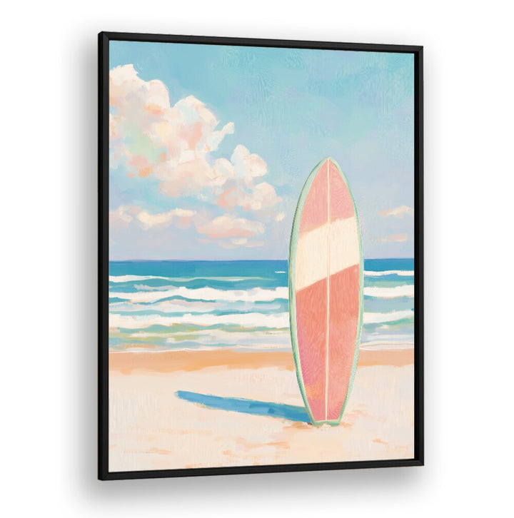 Vibrant SEA BEACH SURFBOARD showcased against a serene backdrop, perfect for BEACH PAINTINGS enthusiasts.
