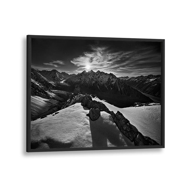 Stunning MOONLIGHT OVER TASMAN GLACIER, PHOTOGRAPHY PRINTS capturing the serene beauty of glacial landscapes.