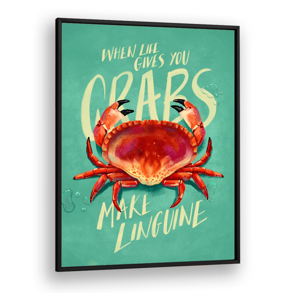 Whimsical crab art piece with the phrase "WHEN LIFE GIVES YOU CRABS , BAR" adds humor to any space.