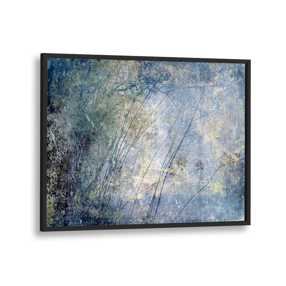 Create a serene atmosphere with HIGH SIERRA I, ABSTRACT PAINTINGS featuring calming blues and earthy textures.