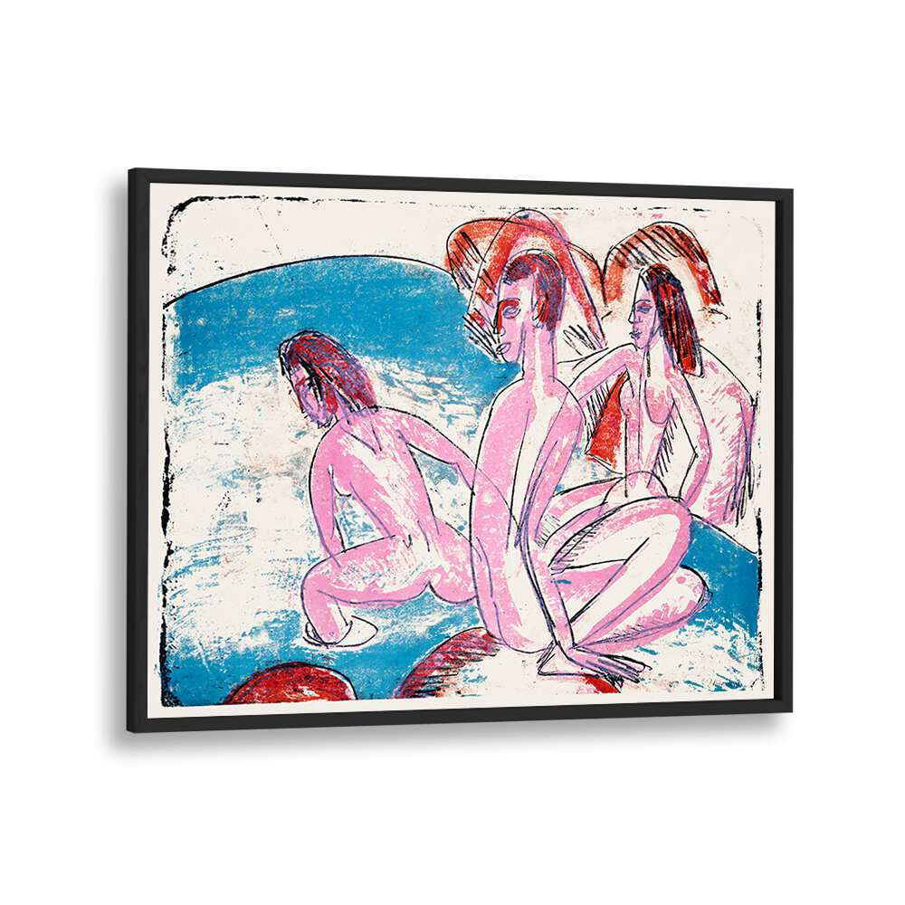 THREE BATHERS BY STONES (1913)  , VINTAGE PAINTINGS