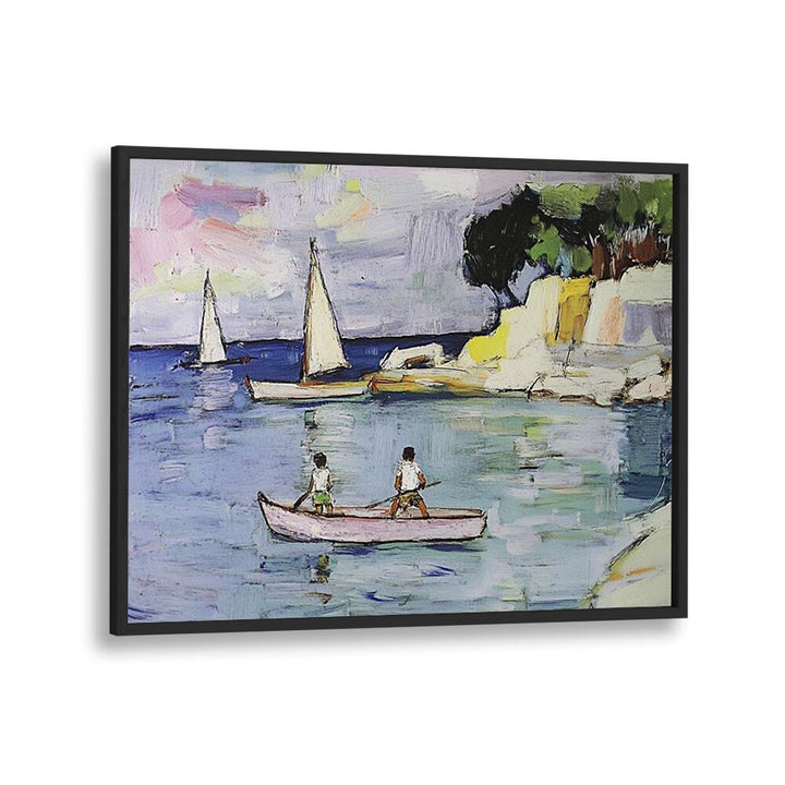 Colorful artwork featuring SAILBOATS on tranquil waters, perfect for nautical decor enthusiasts.