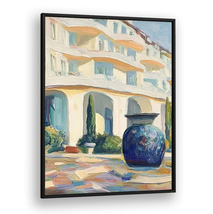 Elegant blue planter featured in a stylish setting, perfect for enhancing decor with the POT ON A STREET.