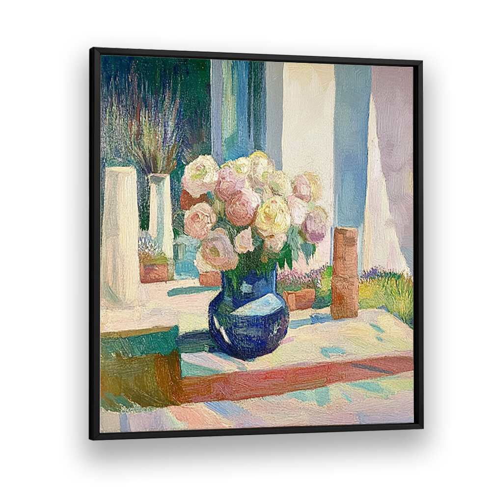 Stunning ROSES IN A BLUE VASE, a vibrant centerpiece perfect for elegant home decor and special occasions.