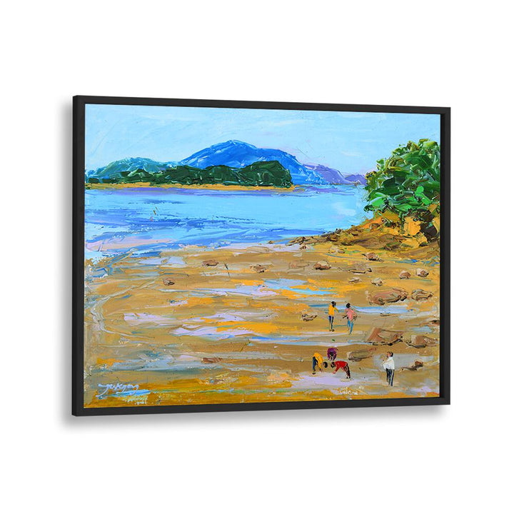 Vibrant BEACH STORY II, BEACH PAINTINGS depicting a serene beach scene with figures enjoying the landscape.