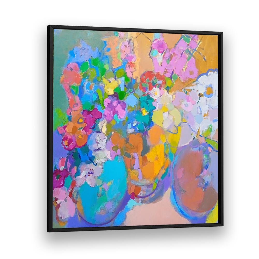 Brighten your space with SUNSHINE, ABSTRACT PAINTINGS featuring vibrant floral hues and modern design for home decor.