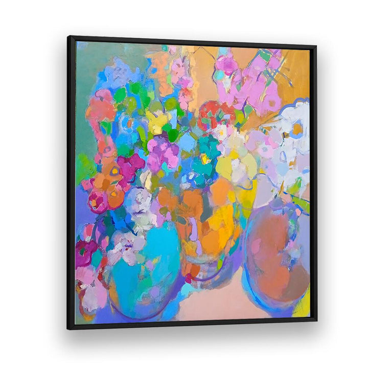 Brighten your space with SUNSHINE, ABSTRACT PAINTINGS featuring vibrant floral hues and modern design for home decor.