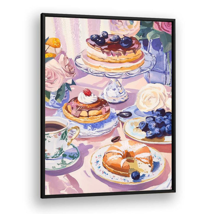 Colorful DESSERT CAFE, KITCHEN POSTERS featuring delicious pastries, coffee, and floral accents, perfect for your home.
