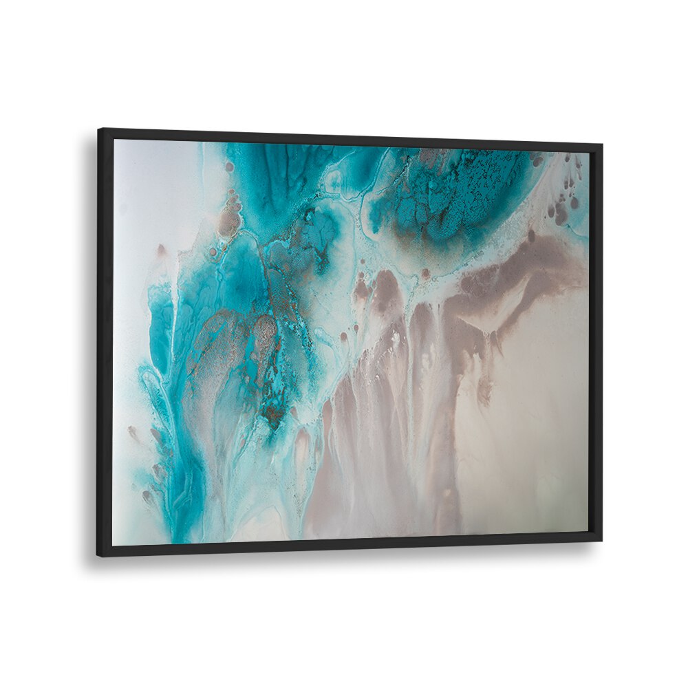 Stunning WITH THE FLOW, ABSTRACT PAINTINGS featuring vibrant blues and soft neutrals, perfect for any home decor.