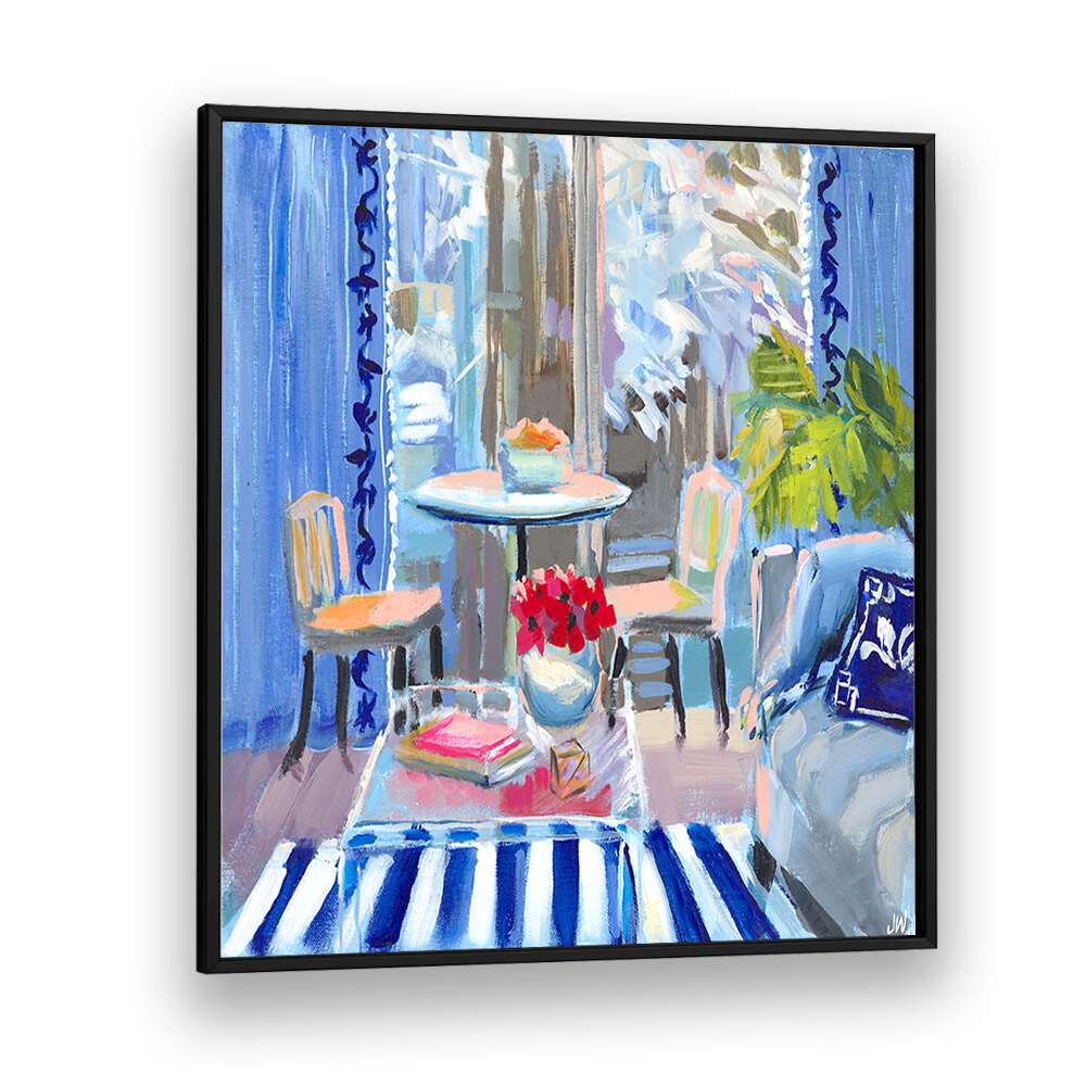 Bright and inviting, the MOODY BLUES, BAR art captures cozy café vibes perfect for any stylish space.