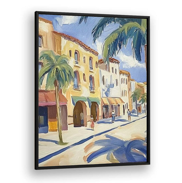 Vibrant PALM TREES ON THE STREET print, perfect for enhancing your living space with tropical elegance.