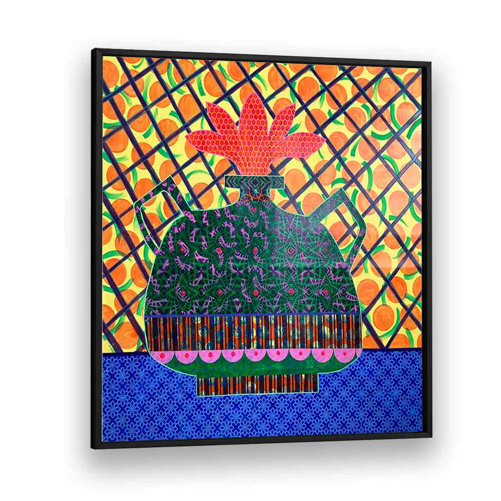Vibrant ORANGES AND FLOWER VASE, KITCHEN POSTERS enhance any space with a colorful centerpiece for your kitchen decor.