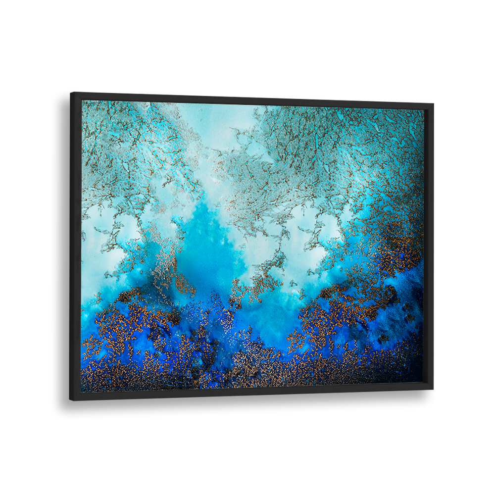 Vibrant BLUE WATERS, ABSTRACT PAINTINGS showcasing deep blues and soft whites for a tranquil atmosphere.