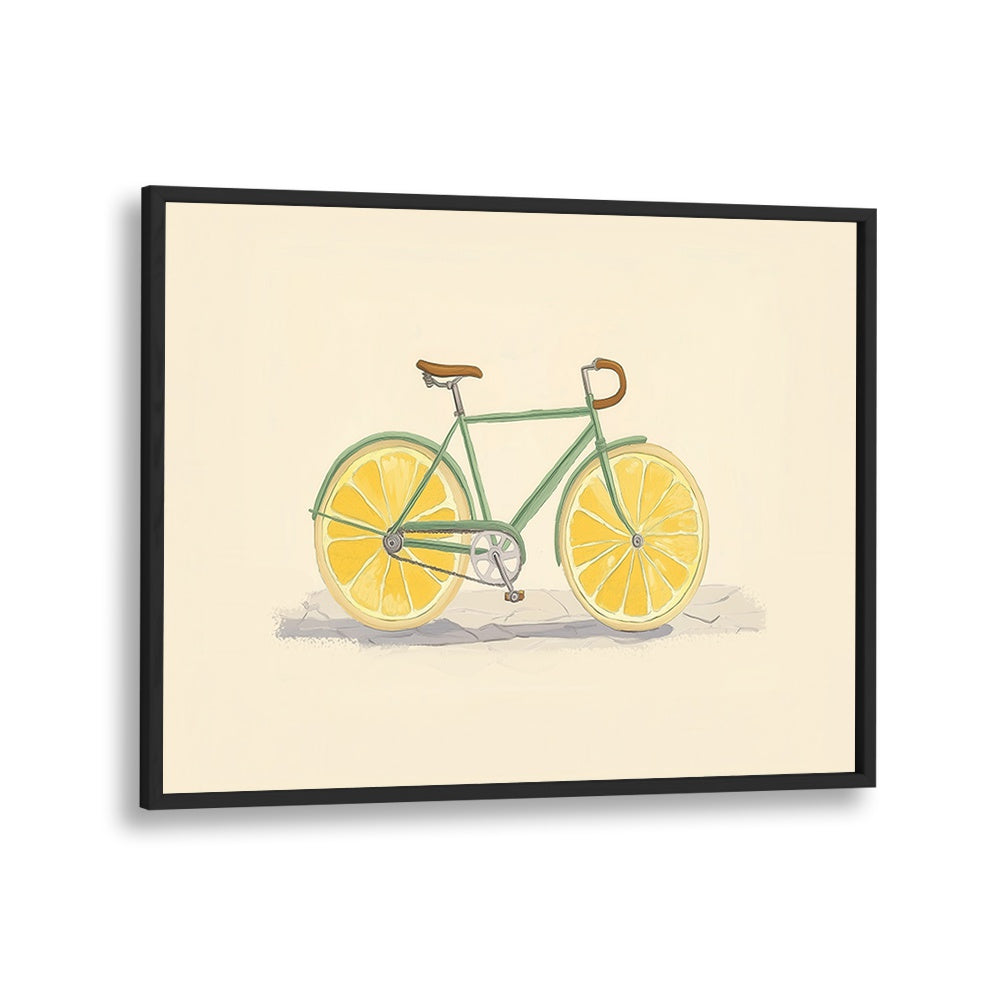 Vibrant BICYCLE WITH LEMON WHEELS, KITCHEN POSTERS adding a colorful twist to your decor. Perfect for cycling enthusiasts!