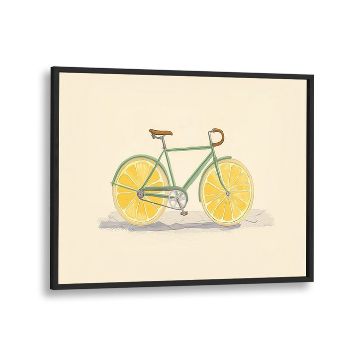 Vibrant BICYCLE WITH LEMON WHEELS, KITCHEN POSTERS adding a colorful twist to your decor. Perfect for cycling enthusiasts!