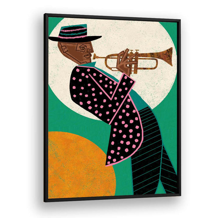 Colorful MUSICIAN GUY I movie poster featuring a musician playing trumpet, perfect for art and music lovers.