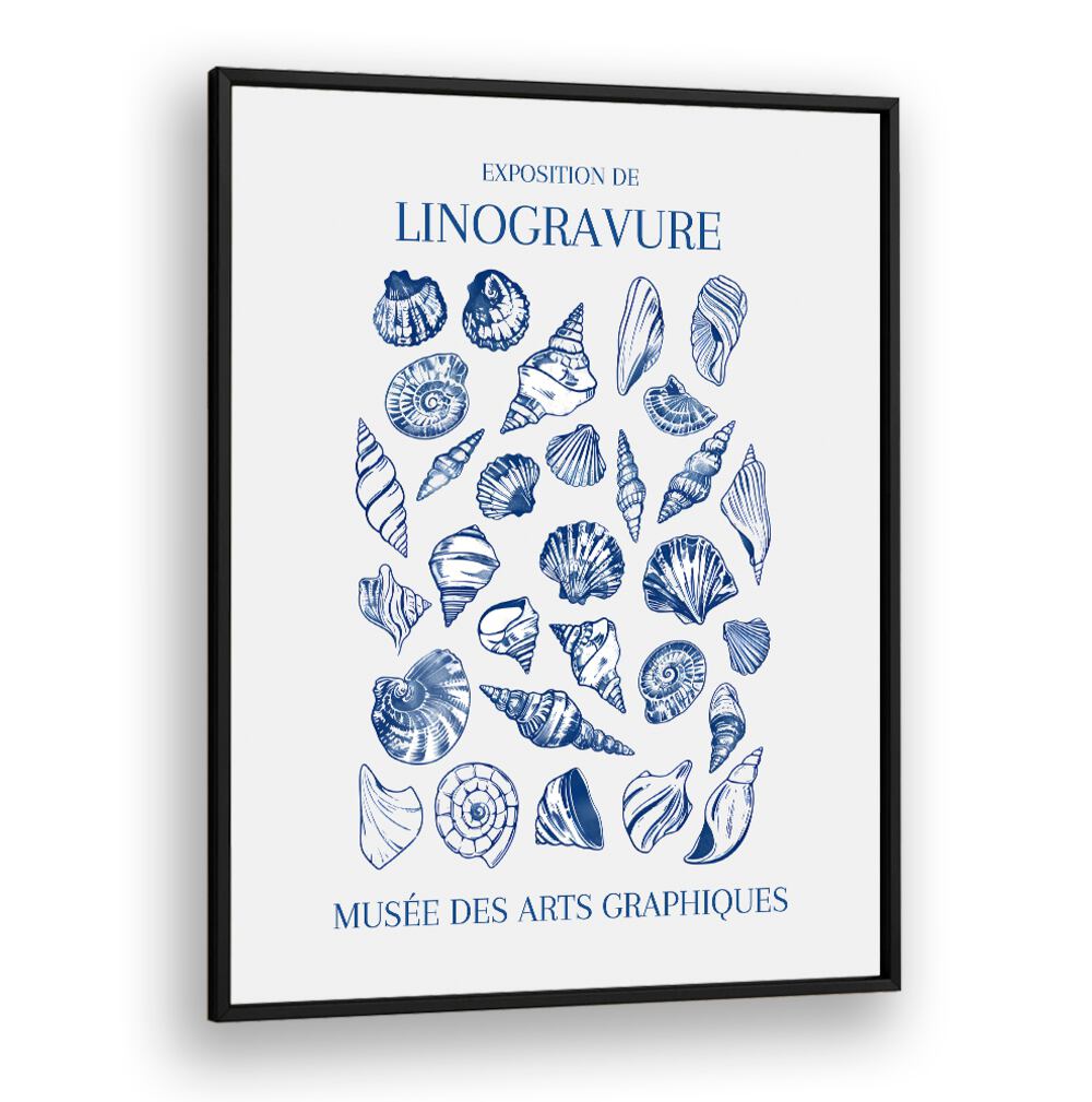 LINO SEASHELL ART MARKET, BEACH PAINTINGS features elegant linocut seashell designs perfect for coastal decor.