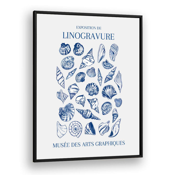 LINO SEASHELL ART MARKET, BEACH PAINTINGS features elegant linocut seashell designs perfect for coastal decor.