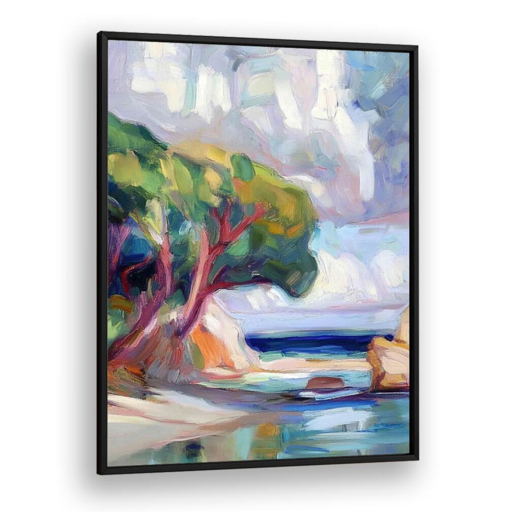 Stunning artwork "TREE BY THE SEA" captures coastal serenity with a graceful tree, perfect for any living space.