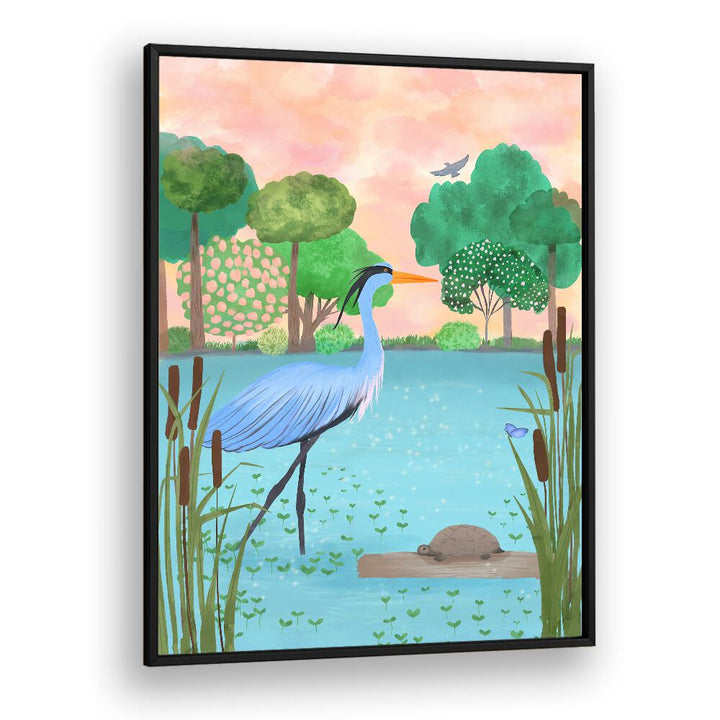 SERENE HERON HAVEN , WILDLIFE PAINTINGS , WILDLIFE POSTERS