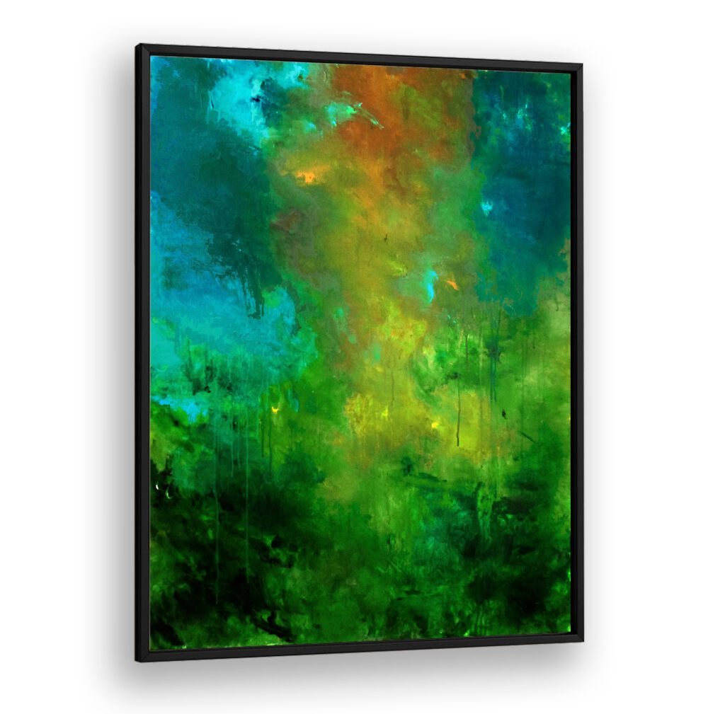 Vibrant colors blend in the ISLAND SUN, ABSTRACT PAINTINGS, enhancing any modern art collection.