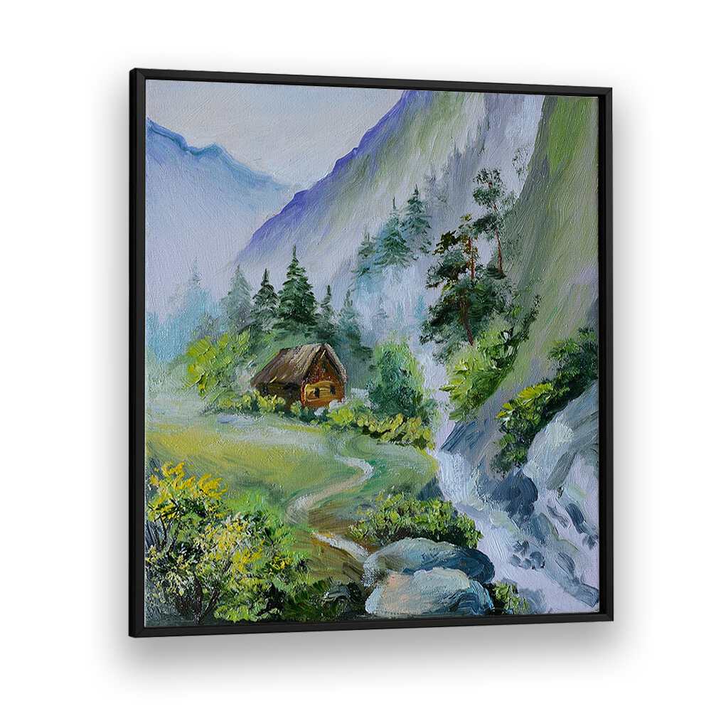 The Old Mill Vintage European Paintings in Black Plain Frame