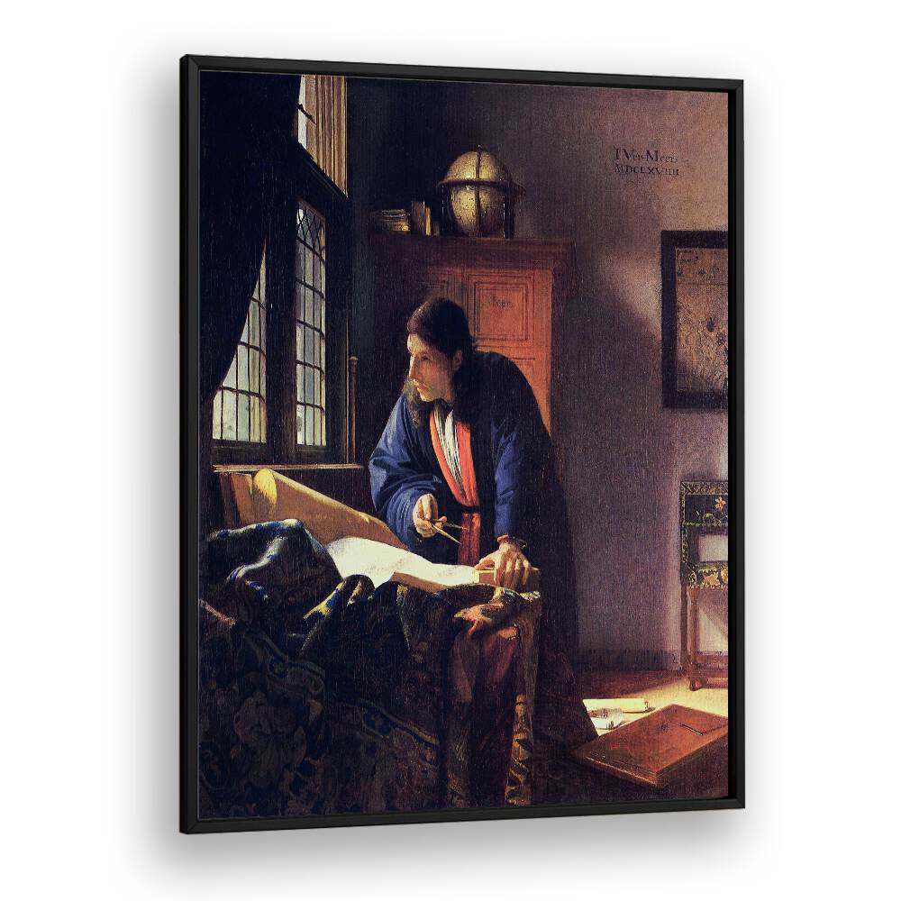 THE GEOGRAPHER (1669) FAMOUS PAINTING BY JOHANNES VERMEER, VINTAGE PAINTINGS