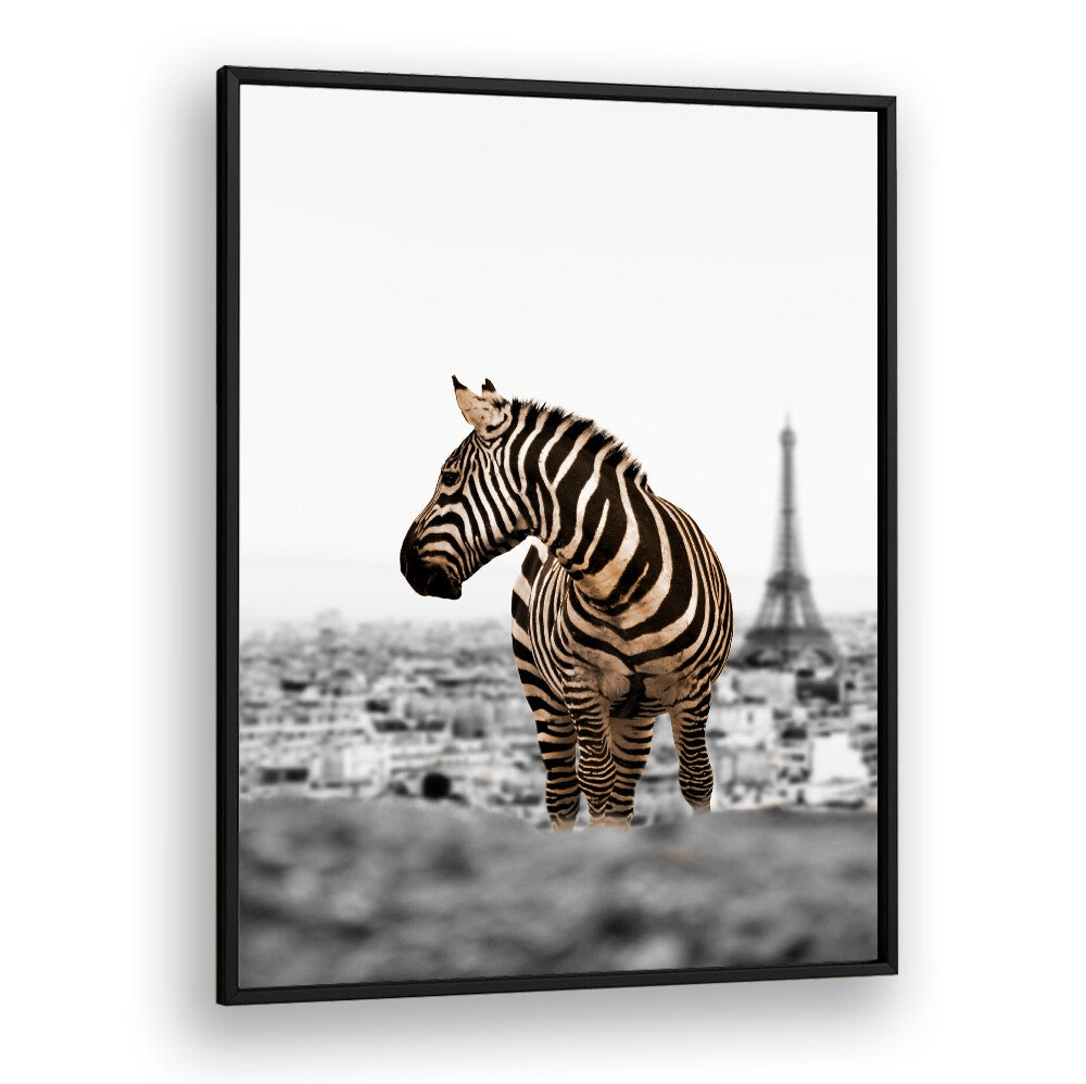 Zebra art with the Eiffel Tower, perfect for your collection of NO WAY HOME, ANIMAL PAINTINGS. Explore unique styles!