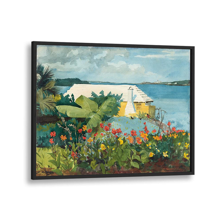 FLOWER GARDEN AND BUNGALOW, BERMUDA (1899)  , VINTAGE PAINTINGS