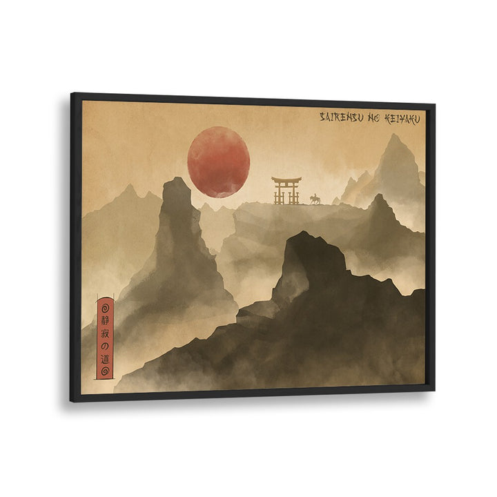 Elegant PACT OF SILENCE, JAPANESE PAINTINGS showcasing serene landscapes and a bold red sun for tranquil decor.