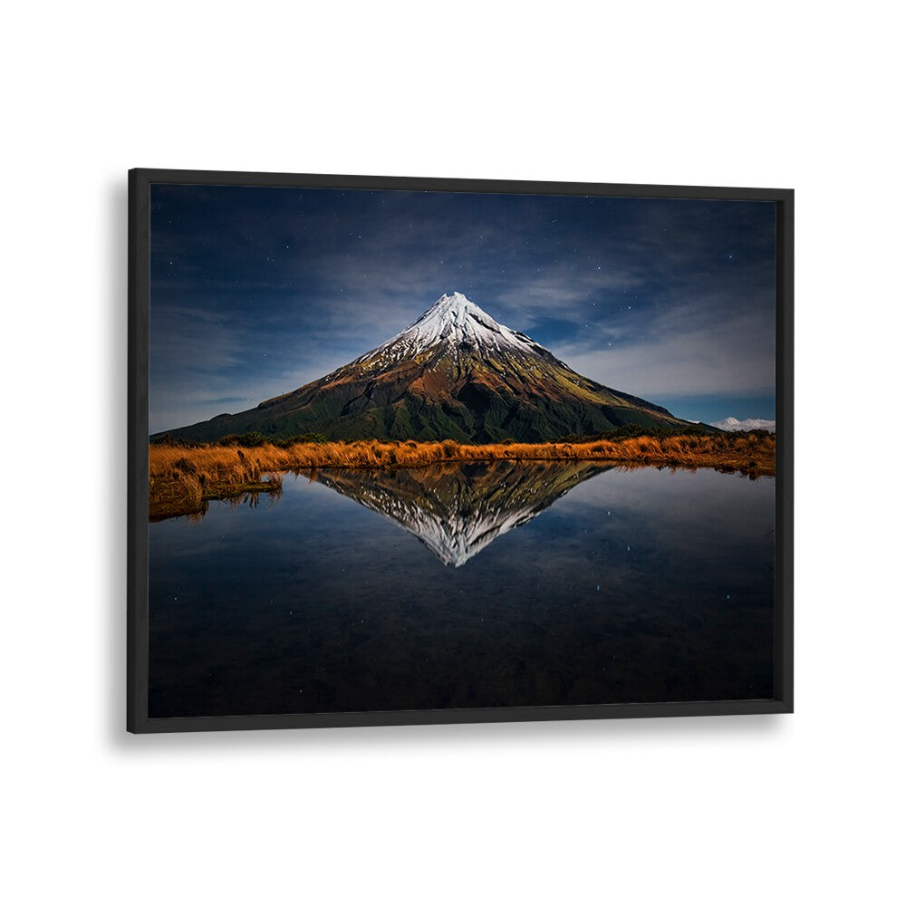 Breathtaking MOUNT TARANAKI - A STARRY NIGHT, PHOTOGRAPHY PRINTS capturing the mountain's beauty under a starry sky.