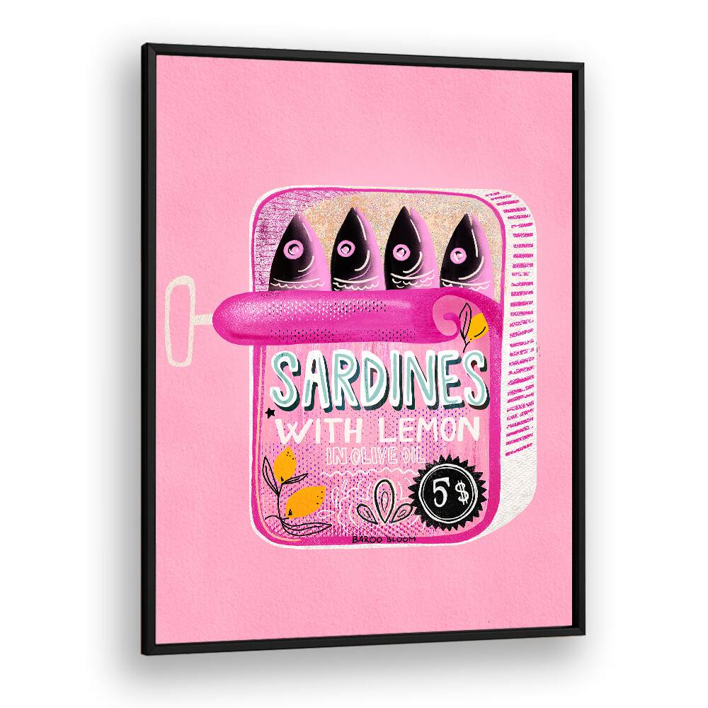 SARDINES TIN CAN PINK BY BAROO BLOOM , WALL ART PRINTS