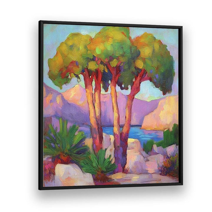 Experience tranquility with THREE TREES BY THE SEA artwork, perfect for nature lovers and coastal enthusiasts.