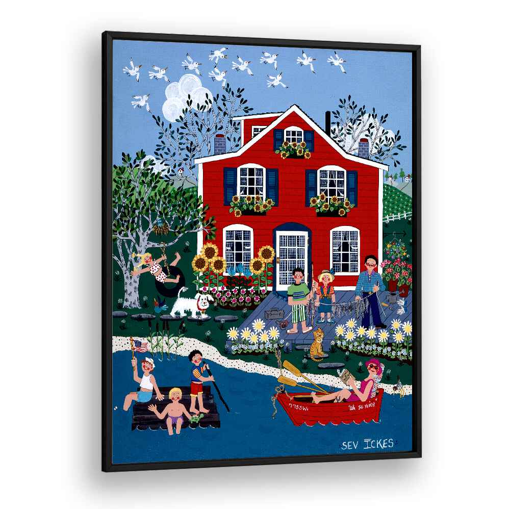Bright and colorful LITTLE RED COTTAGE, KIDS ROOM PAINTINGS, perfect for transforming a child's space into a whimsical wonderland.