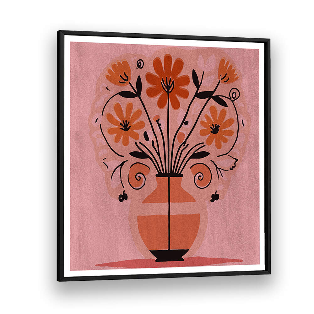 ABSTRACT FLOWERS IN A VAS , FLORAL FLOWER PAINTINGS