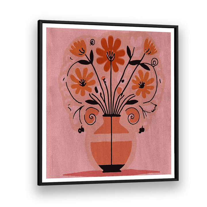 ABSTRACT FLOWERS IN A VAS , FLORAL FLOWER PAINTINGS